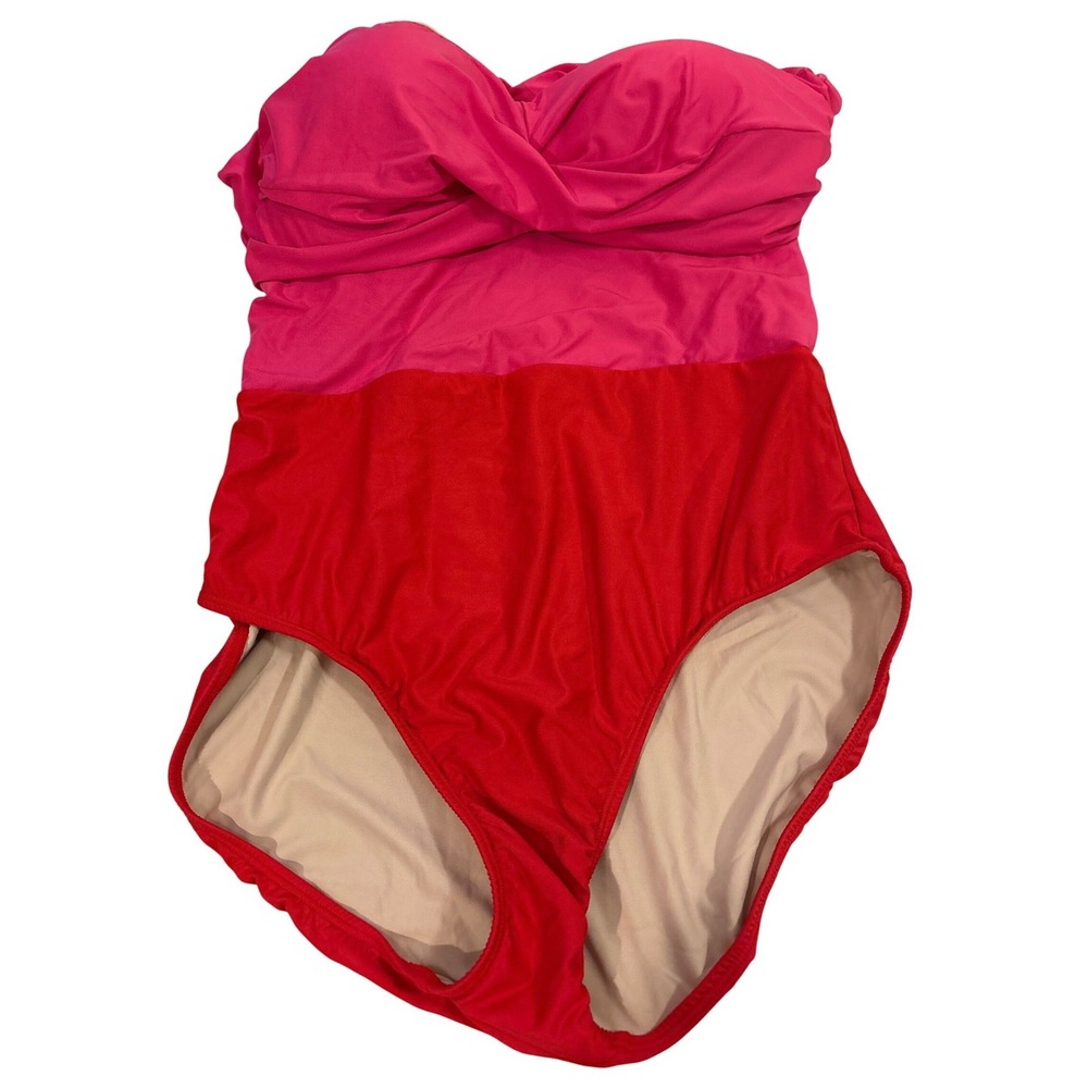 Hermosa Color Block Strapless Swimsuit, retro glamour, resort, Vintage style